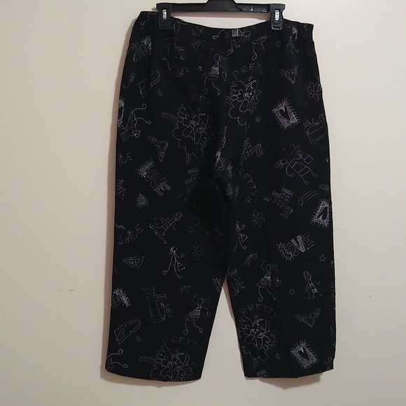 Chicos Design Blend Silk & Linen Cropped Women 3 Pants Novelty Print lognelook - Picture 3 of 16